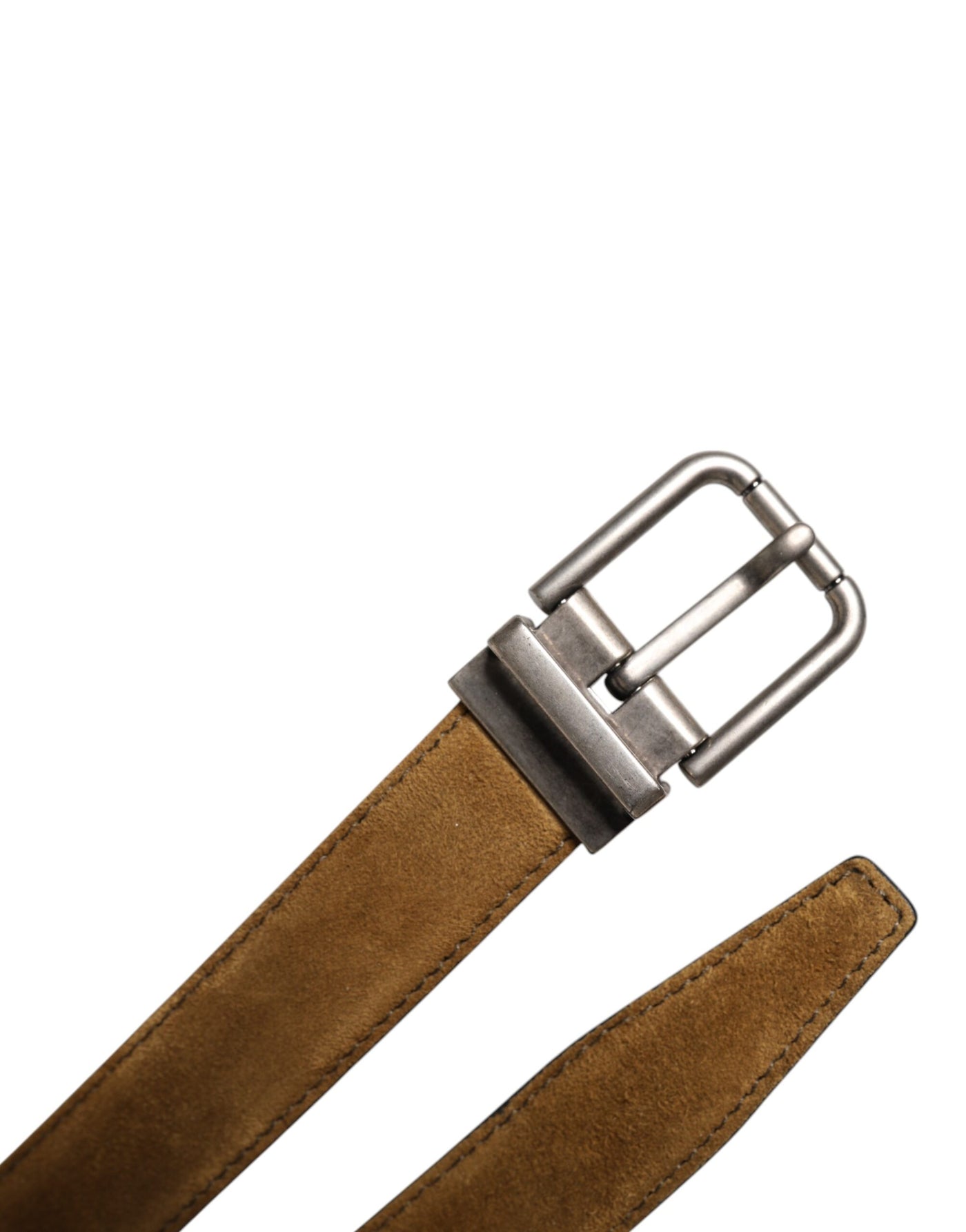 Dolce & Gabbana Brauner Samtledergürtel mit Logoschnalle