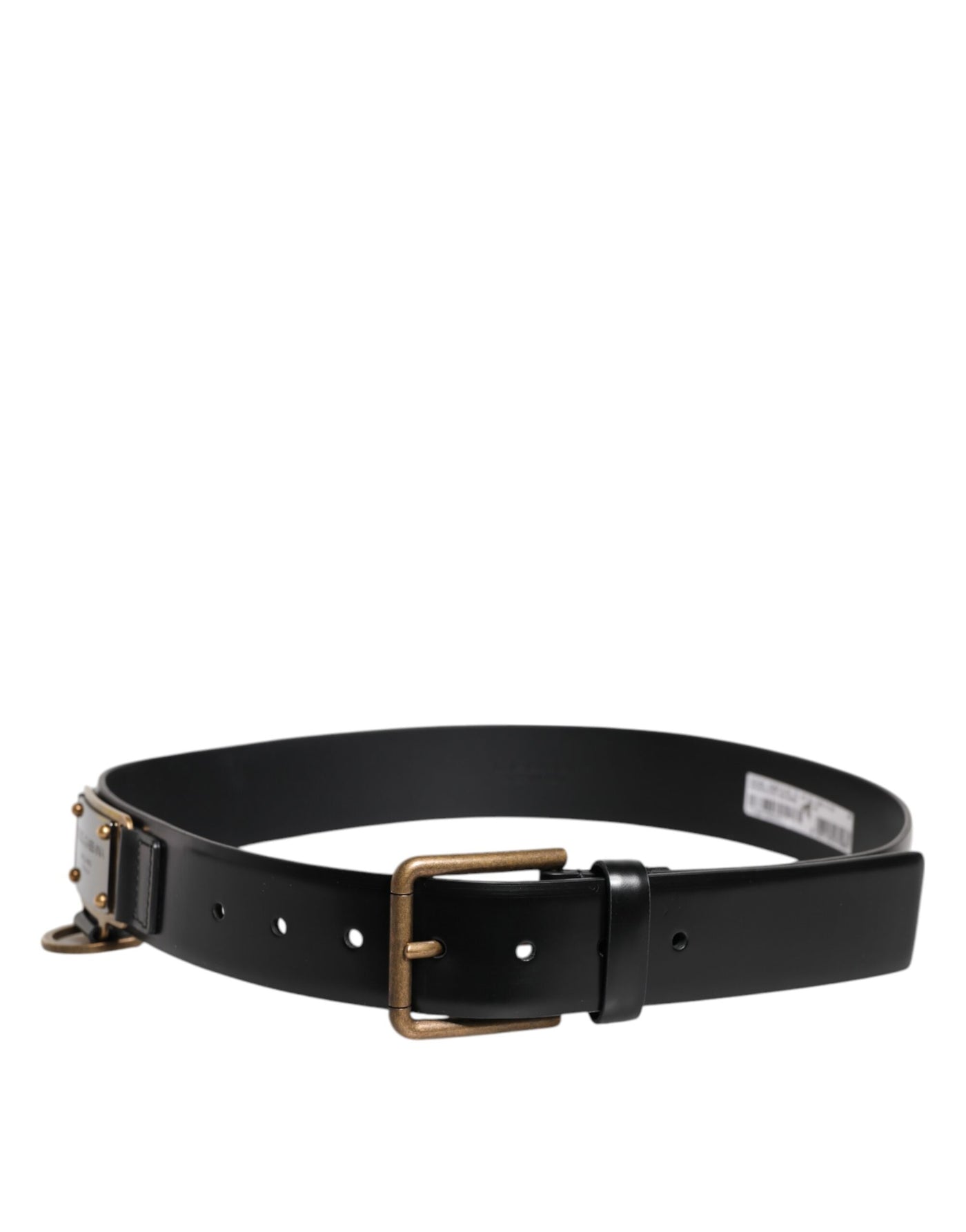 Dolce & Gabbana Schwarzes Leder DG Logo Plaque Schnalle Gürtel