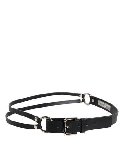 Dolce & Gabbana Schwarzer Leder-Gürtel mit klassischer Metall-Logo-Schnalle