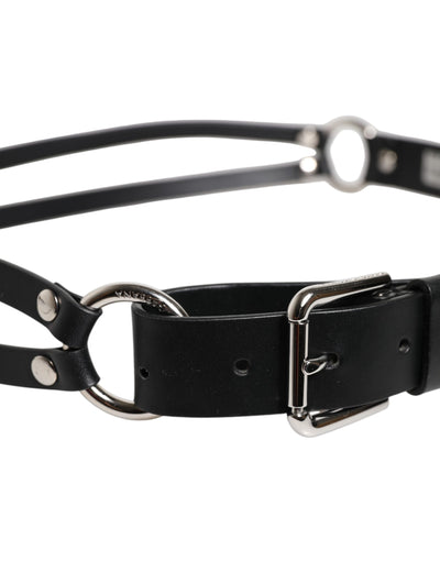 Dolce & Gabbana Schwarzer Leder-Gürtel mit klassischer Metall-Logo-Schnalle