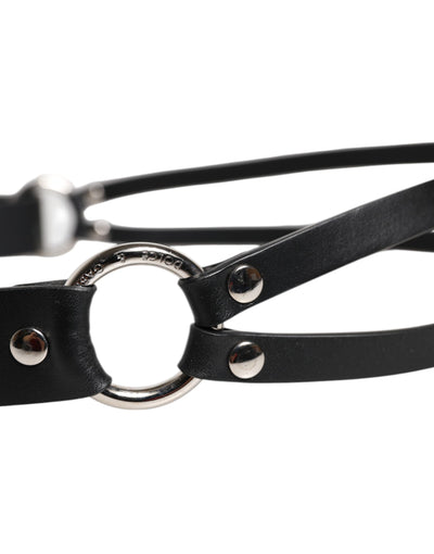 Dolce & Gabbana Schwarzer Leder-Gürtel mit klassischer Metall-Logo-Schnalle