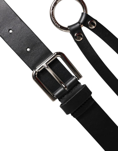 Dolce & Gabbana Schwarzer Leder-Gürtel mit klassischer Metall-Logo-Schnalle