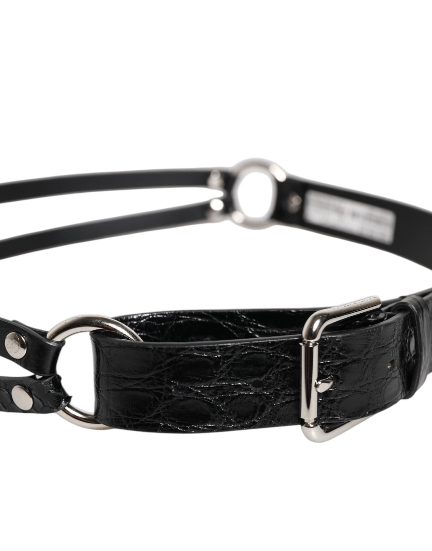 Dolce & Gabbana Schwarzer Exotenleder-Gürtel mit Metall-Logo-Schnalle