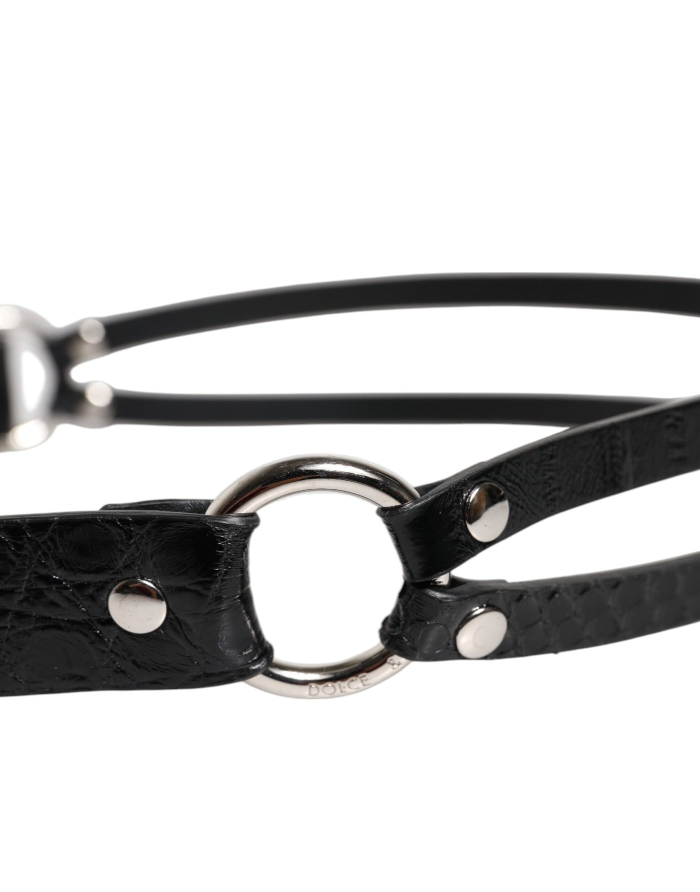Dolce & Gabbana Schwarzer Exotenleder-Gürtel mit Metall-Logo-Schnalle