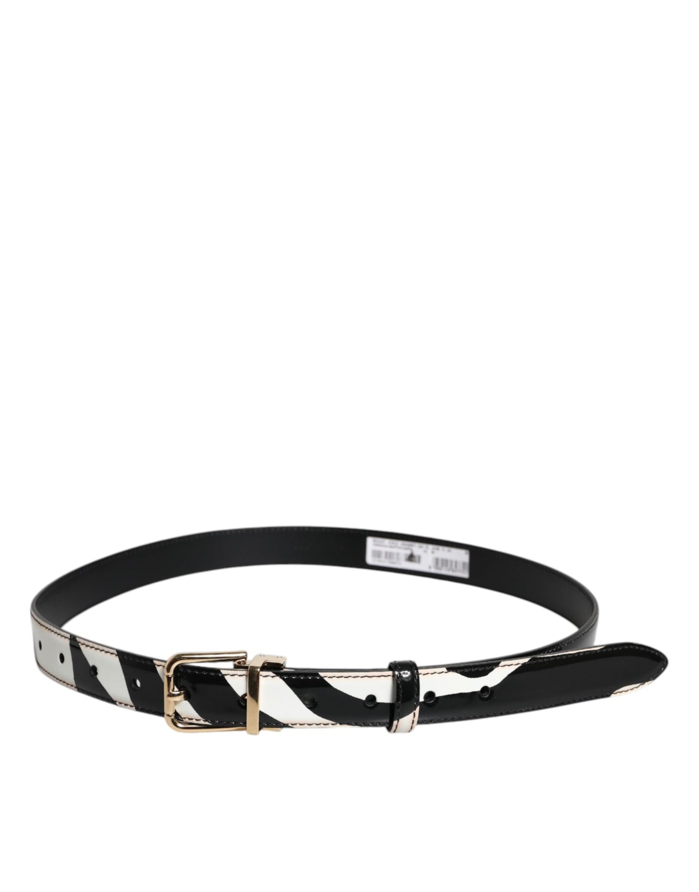 Dolce & Gabbana Schwarz Weiß Zebra Gold Metall Logo Schnalle Gürtel