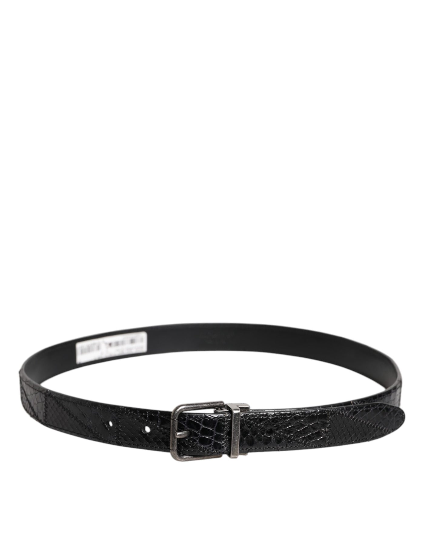 Dolce & Gabbana Schwarzer Exotenleder-Gürtel mit Metall-Logo-Schnalle