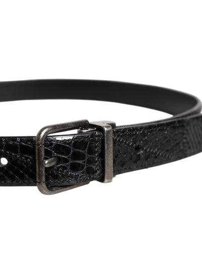 Dolce & Gabbana Schwarzer Exotenleder-Gürtel mit Metall-Logo-Schnalle