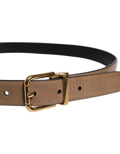 Dolce & Gabbana Brauner Ledergürtel mit klassischer Metall-Logo-Schnalle