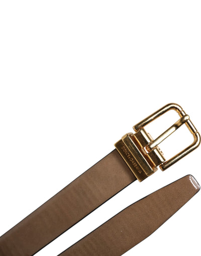 Dolce & Gabbana Brauner Ledergürtel mit klassischer Metall-Logo-Schnalle