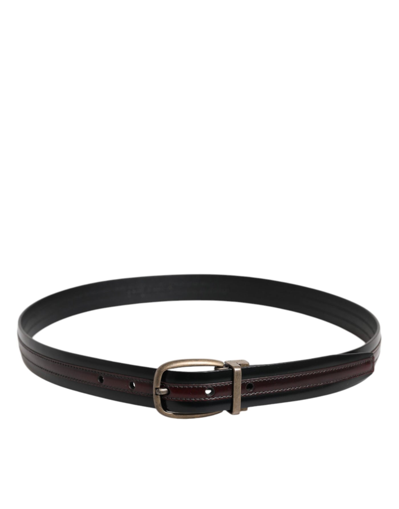 Dolce & Gabbana Schwarzer Burgunder Kalbsledergürtel mit Metall-Logo-Schnalle