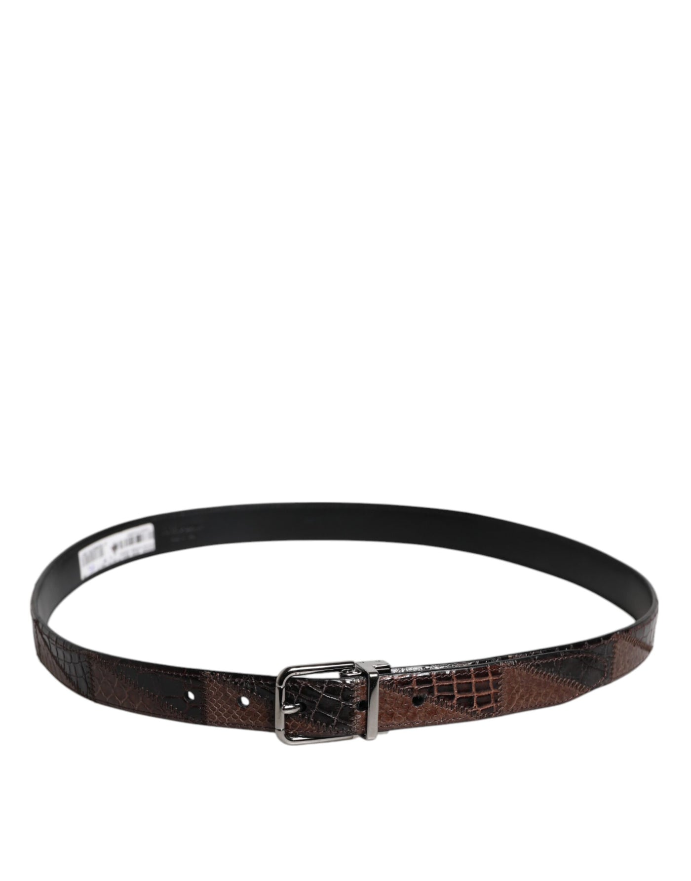 Dolce & Gabbana Brauner Exotenleder-Gürtel mit Metall-Logo-Schnalle