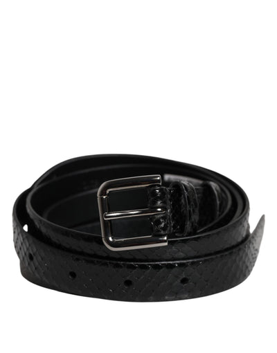Dolce & Gabbana Schwarzer Leder-Gürtel mit klassischer Metall-Logo-Schnalle