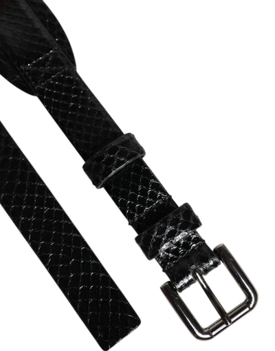 Dolce & Gabbana Schwarzer Leder-Gürtel mit klassischer Metall-Logo-Schnalle