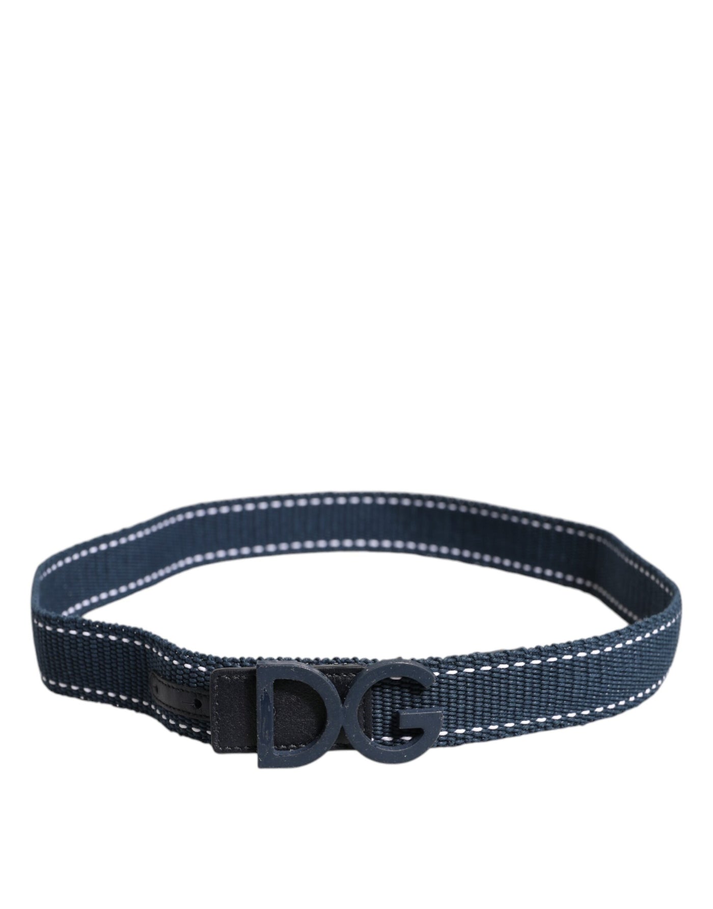 Dolce & Gabbana Blau Weiß Baumwolle DG Logo Metallschnalle Gürtel