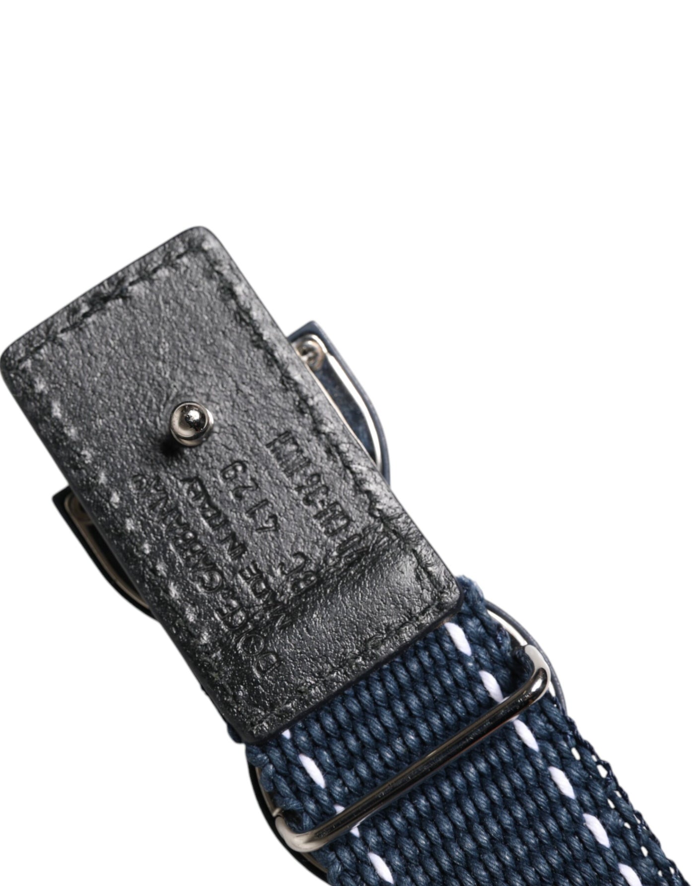 Dolce & Gabbana Blau Weiß Baumwolle DG Logo Metallschnalle Gürtel