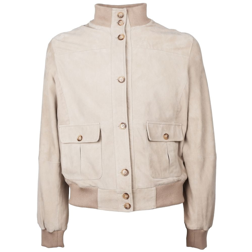 Emilio Romanelli Beige Kalbsleder Herren Jacke