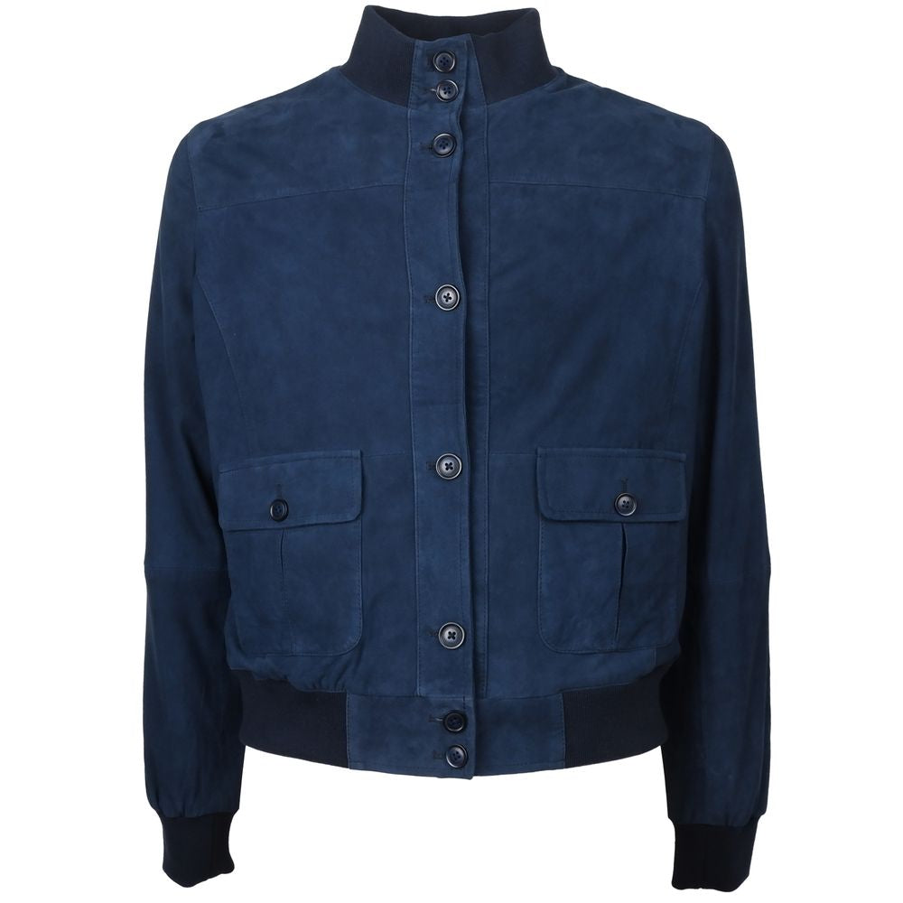 Emilio Romanelli Blaue Kalbsleder Herren Bomberjacke