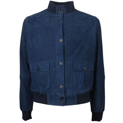 Emilio Romanelli Blaue Kalbsleder Herren Bomberjacke