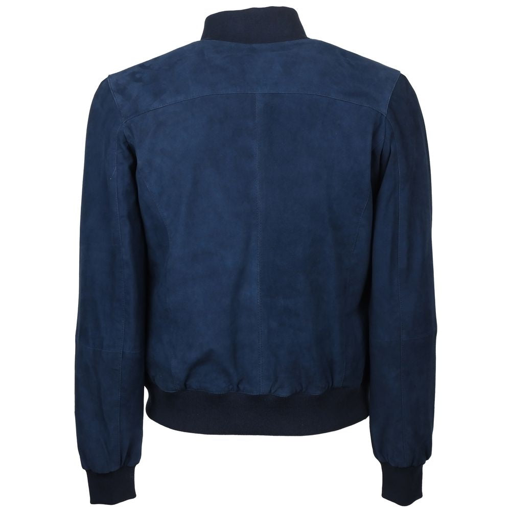 Emilio Romanelli Blaue Kalbsleder Herren Bomberjacke