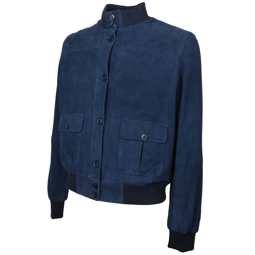 Emilio Romanelli Blaue Kalbsleder Herren Bomberjacke