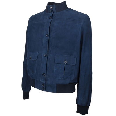Emilio Romanelli Blaue Kalbsleder Herren Bomberjacke