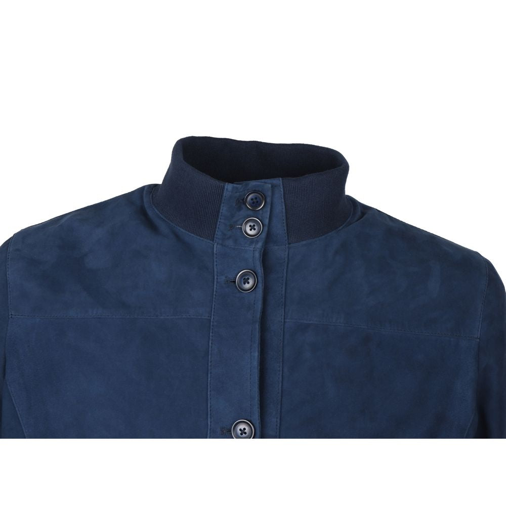 Emilio Romanelli Blaue Kalbsleder Herren Bomberjacke