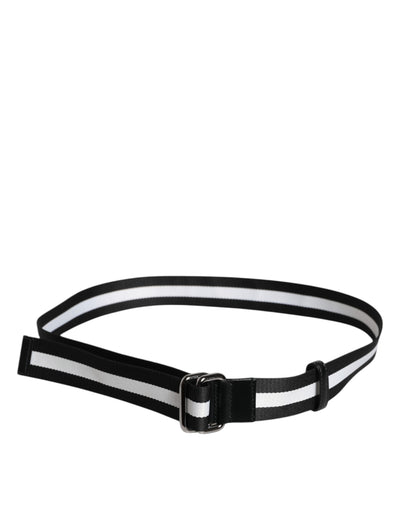 Dolce & Gabbana Gürtel mit gestreifter Metallschnalle und schwarz-gelbem Logo