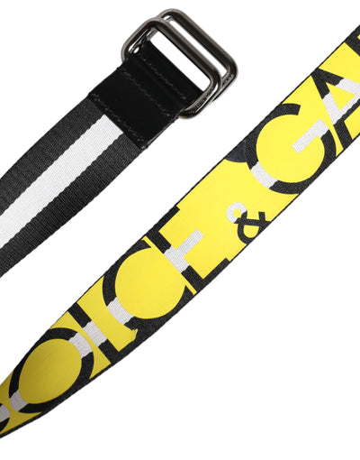 Dolce & Gabbana Gürtel mit gestreifter Metallschnalle und schwarz-gelbem Logo
