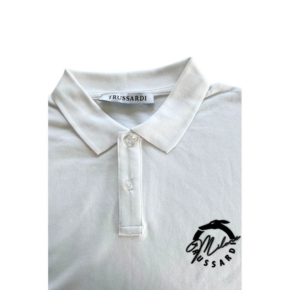 Trussardi Beachwear Weißes Baumwoll-Poloshirt für Männer