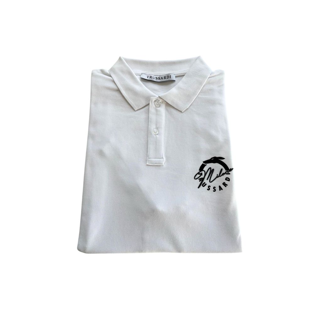 Trussardi Beachwear Weißes Baumwoll-Poloshirt für Männer