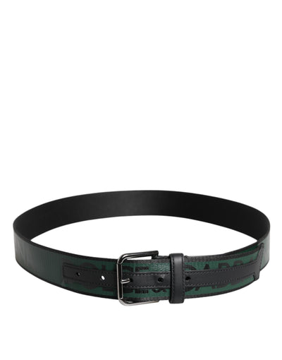Dolce & Gabbana Grün Schwarz Klassisch Metall Logo Schnalle Gürtel