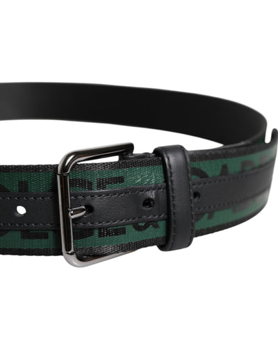 Dolce & Gabbana Grün Schwarz Klassisch Metall Logo Schnalle Gürtel