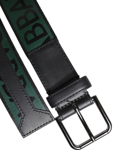 Dolce & Gabbana Grün Schwarz Klassisch Metall Logo Schnalle Gürtel