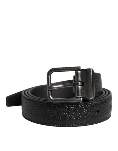 Dolce & Gabbana Klassischer Gürtel mit Metallschnalle aus schwarzem Kalbsleder