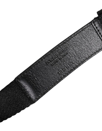 Dolce & Gabbana Schwarzer weißer bedruckter Gürtel mit Metall-Logo-Schnalle