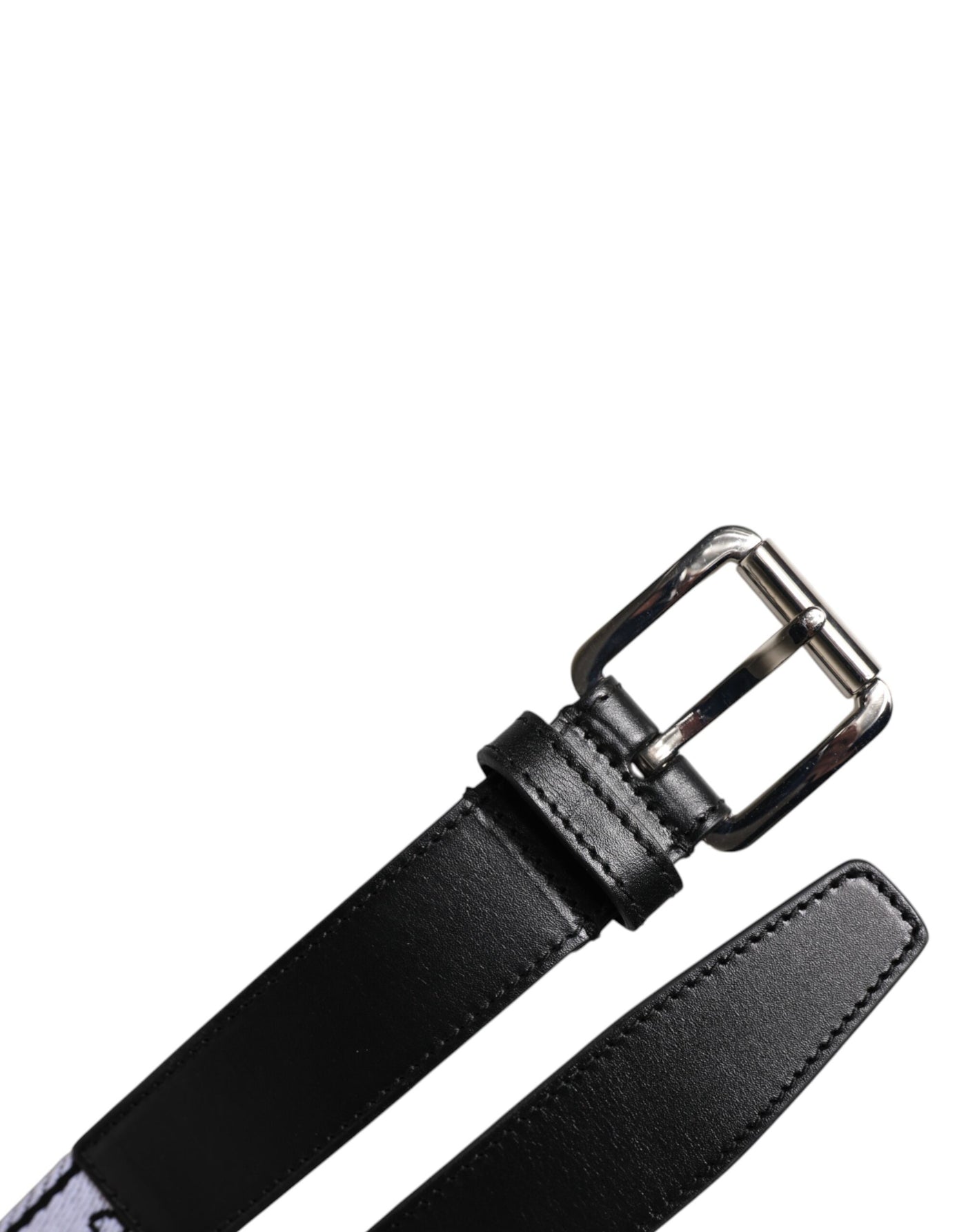Dolce & Gabbana Schwarzer weißer bedruckter Gürtel mit Metall-Logo-Schnalle