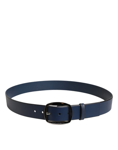 Dolce & Gabbana Blauer Kalbsledergürtel mit klassischer Metallschnalle