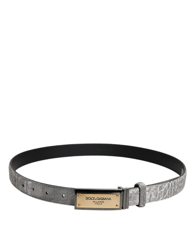 Dolce & Gabbana Silber Klassisch Gold Logo Plaque Schnalle Gürtel