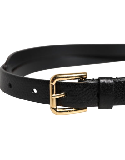 Dolce & Gabbana Schwarzer Leopardengürtel mit goldener Metallschnalle