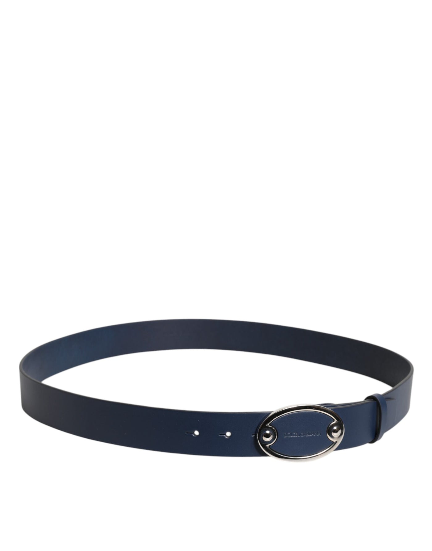 Dolce & Gabbana Blauer Leder Gürtel mit klassischer Metall-Logo-Schnalle
