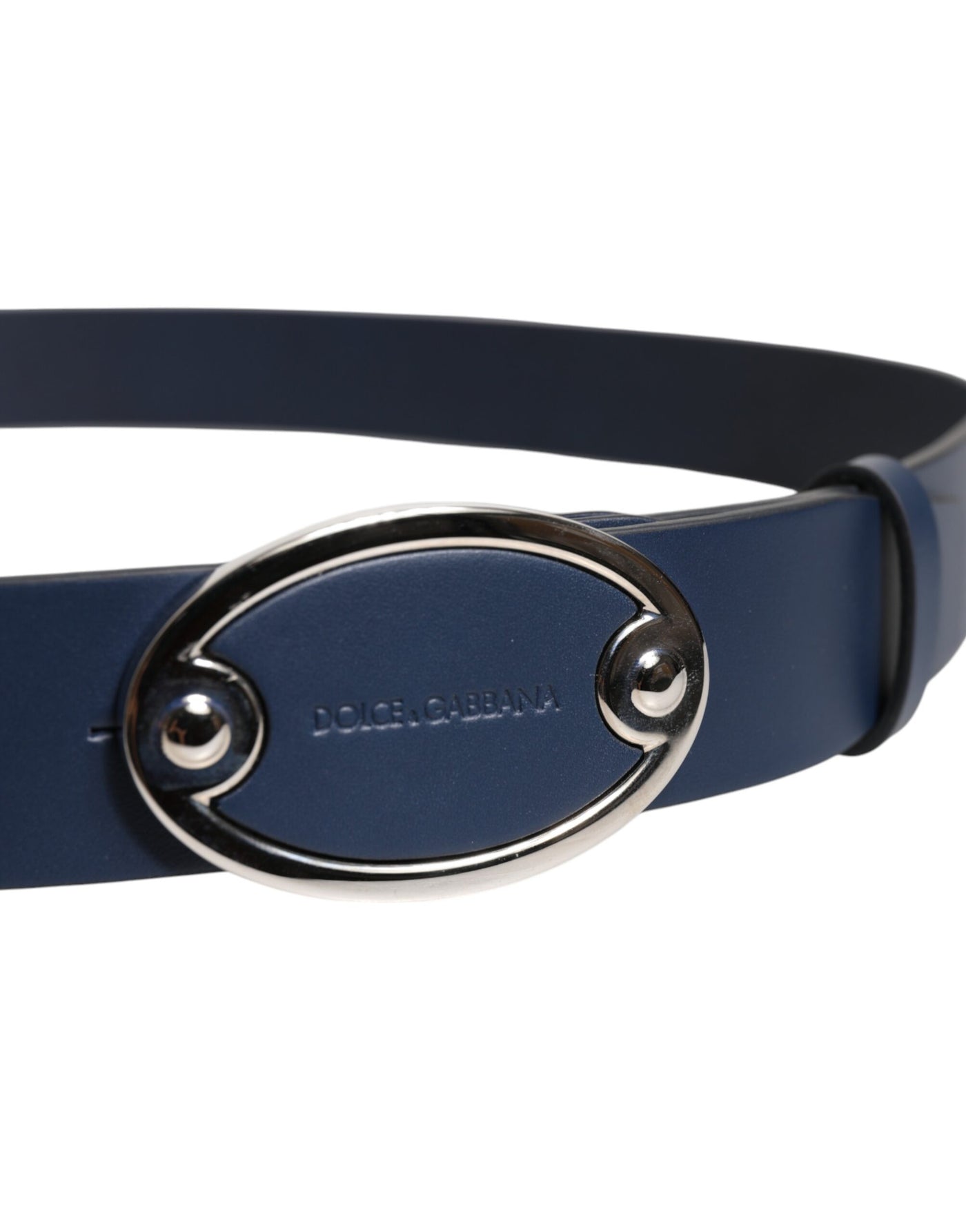 Dolce & Gabbana Blauer Leder Gürtel mit klassischer Metall-Logo-Schnalle