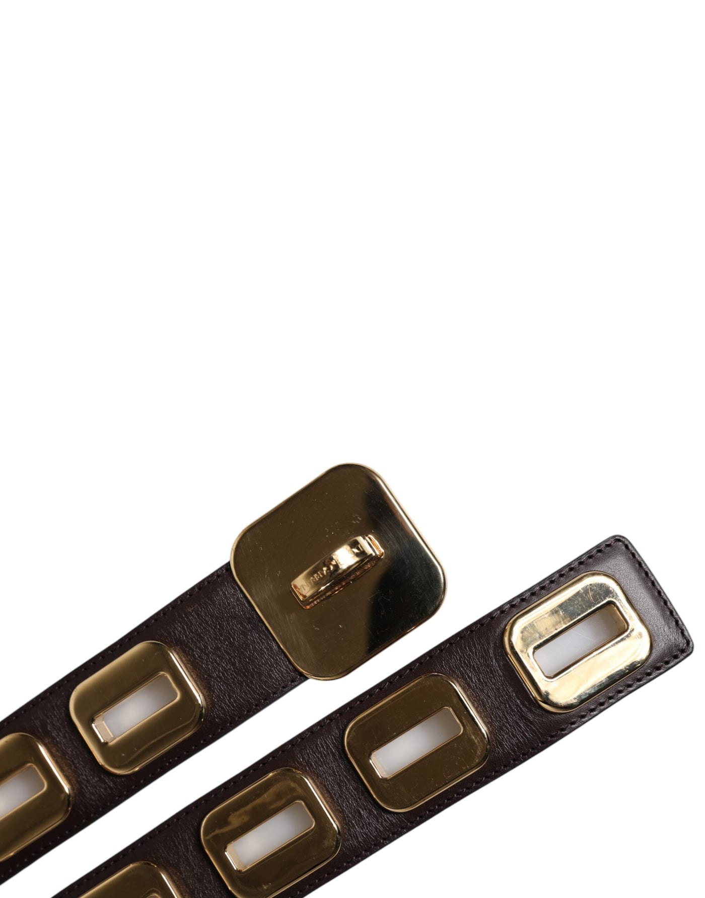 Dolce & Gabbana Dunkelbrauner Ledergürtel mit goldener Drehschnalle