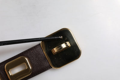 Dolce & Gabbana Dunkelbrauner Ledergürtel mit goldener Drehschnalle