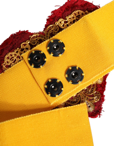 Dolce & Gabbana Gelber Stretchgürtel mit breiter Taille und Herz-Verzierung