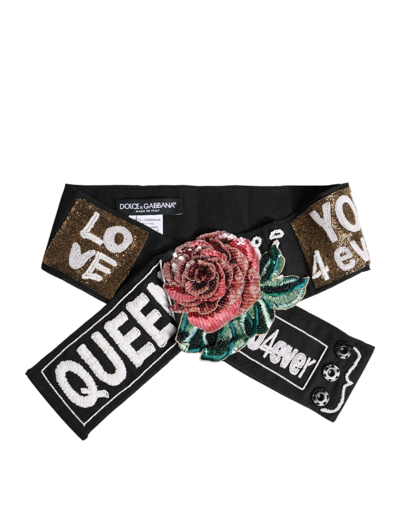 Dolce & Gabbana Schwarzer mehrfarbiger Stretch-Taillengürtel mit Verzierungen