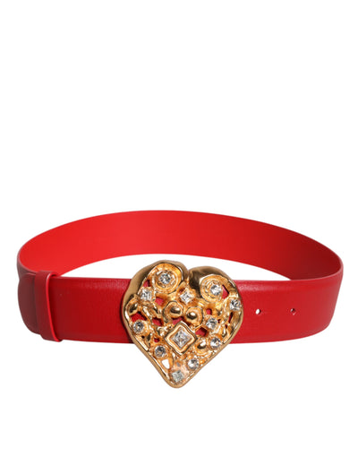 Dolce & Gabbana Roter Kalbsledergürtel mit verzierter Metallschnalle