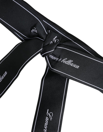 Dolce & Gabbana Schwarzes Taillenband Breite Schleife Logo-Gürtel