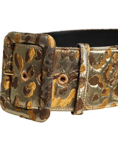 Dolce & Gabbana Breiter Taillengürtel aus goldfarbenem gepunktetem Jacquard-Stoff