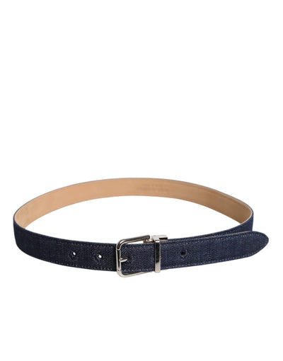 Dolce & Gabbana Blauer Denim Silber Logo Metall Taille Schnalle Gürtel