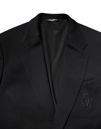Dolce & Gabbana Schwarze Wolle Slim Fit Mantel Blazer Jacke Anzug